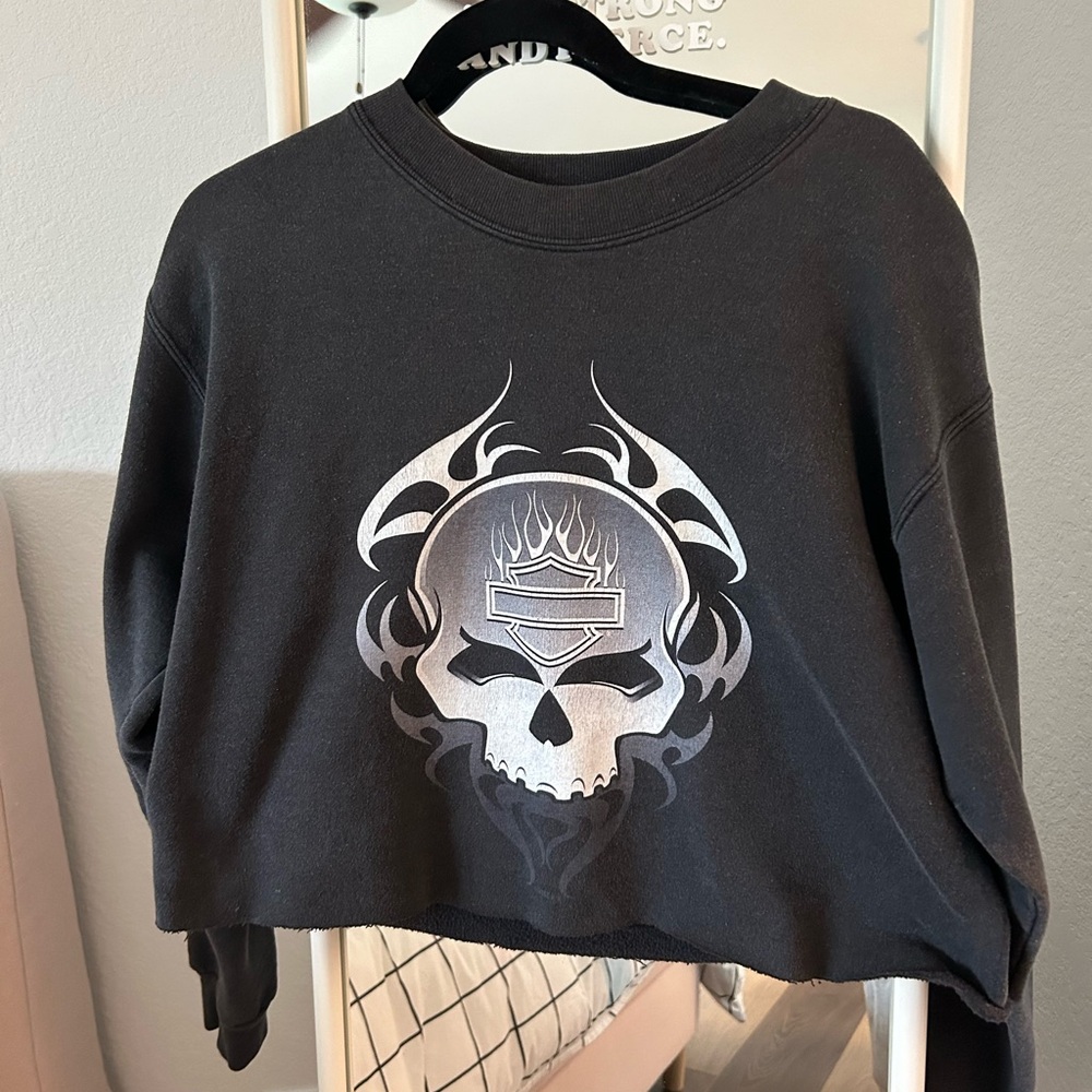 Vintage Harley Davidson Cropped Crewneck